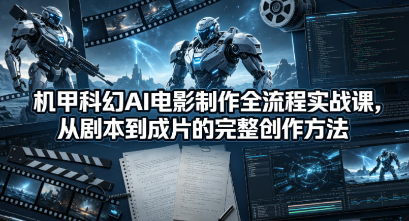 机甲科幻AI电影制作全流程实战课,从剧本到成片的完整创作方法-想要创业