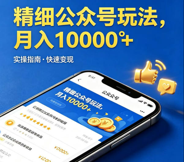 精细化公众号玩法,我们给你提供文章,你来负责发布,收益可观,月入1W+【揭秘】-想要创业