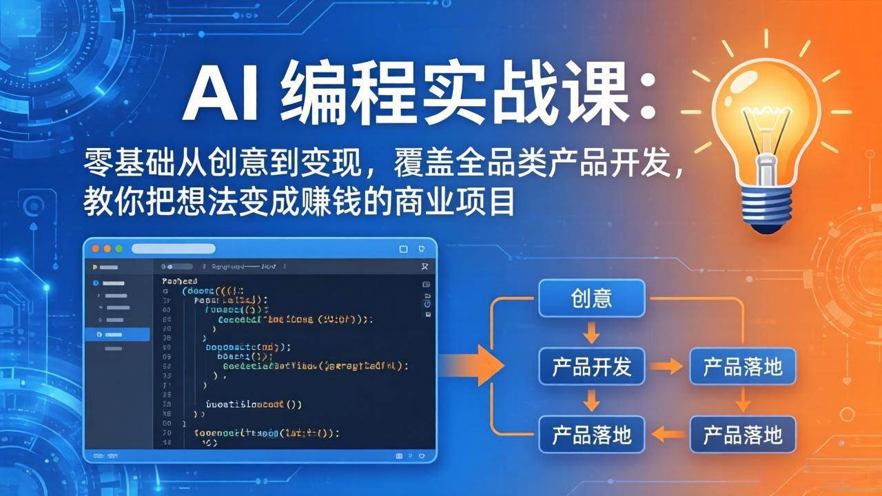(18307期)AI编程实战课-第三期-5月3更新:零基础从创意到变现,覆盖全品类产品开发,把想法变成赚钱项目-想要创业