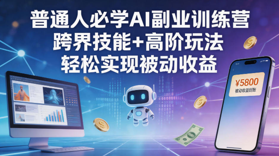 普通人必学AI副业训练营跨界技能+高阶玩法轻松实现被动收益-想要创业