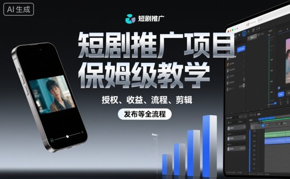 短剧推广项目保姆级教学,授权、收益、流程、剪辑,发布等全流程-想要创业网