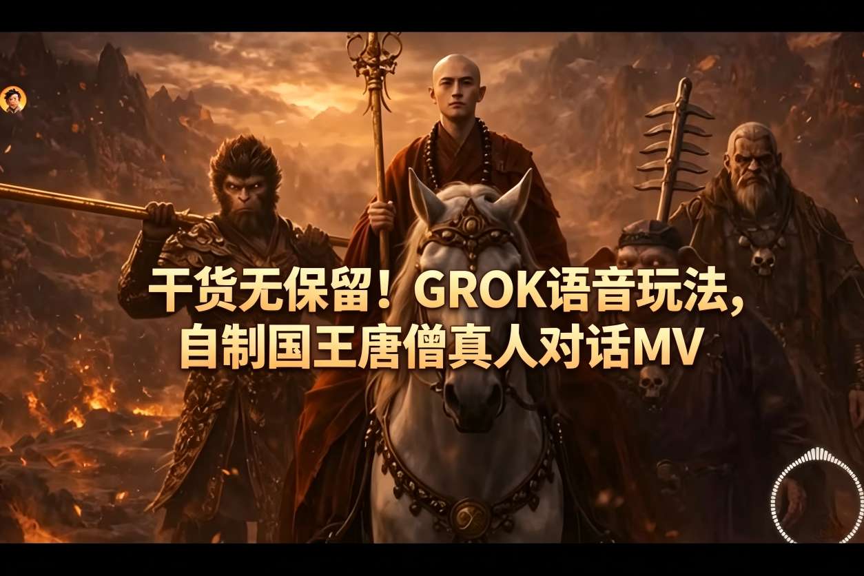 干货无保留!GROK语音玩法,自制国王唐僧真人对话MV-想要创业