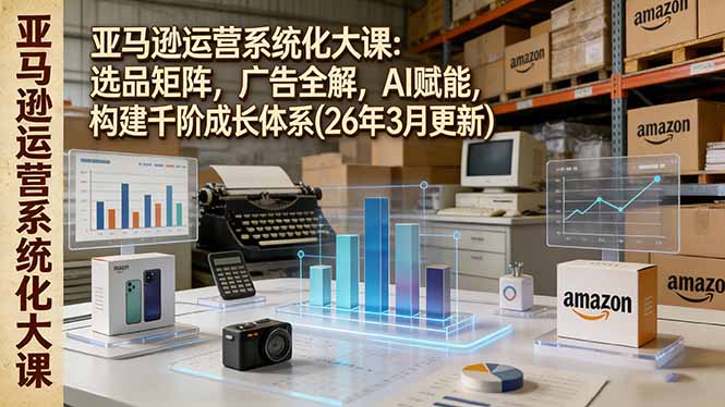 亚马逊运营系统化大课:选品矩阵,广告全解,AI赋能,构建千阶成长体系(26年3月更新-想要创业