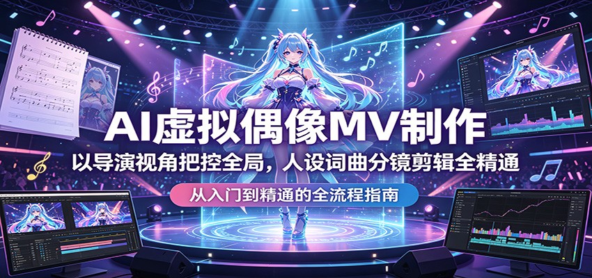 AI虚拟偶像MV制作:以导演视角把控全局,人设词曲分镜剪辑全精通-想要创业