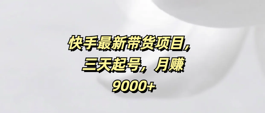 快手最新带货项目，三天起号，月赚9000+-想要创业网