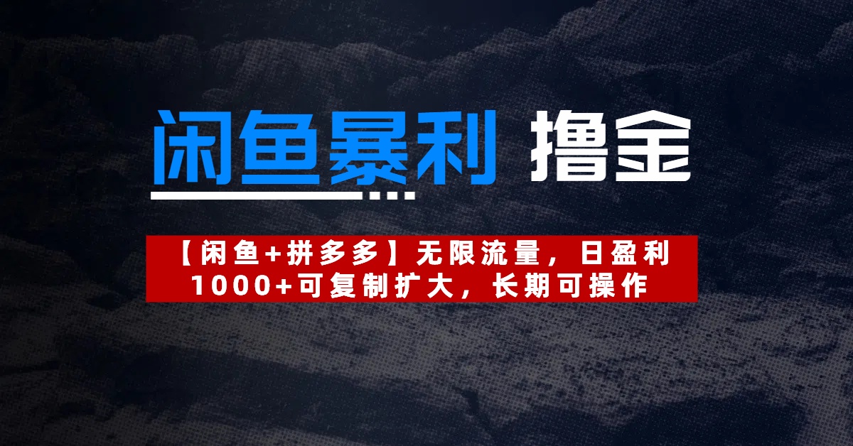 【闲鱼暴利撸金】无限流量，日盈利1000+可复制扩大，长期可操作-想要创业网