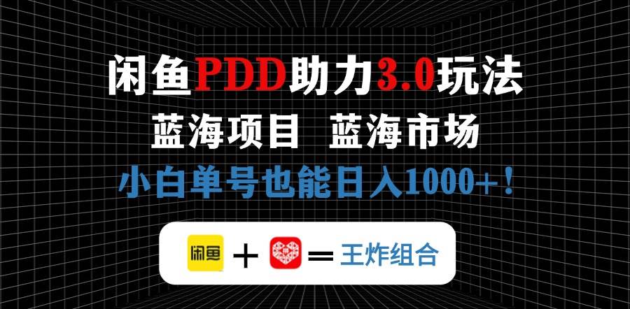 （14516期）闲鱼卖拼多多助力项目，蓝海市场新手也能单号日入1000+-想要创业网