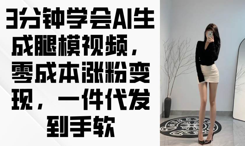 （14537期）3分钟学会AI生成腿模视频，零成本涨粉变现，一件代发到手软-想要创业网