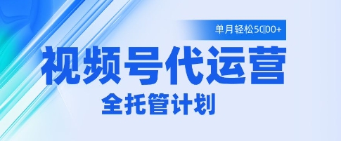 视频号代运营2.0，全程托管招募，单月轻松变现5k【揭秘】-想要创业网