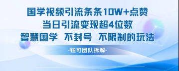 国学视频引流条条10W+点赞当日引流变现超4位数-想要创业网