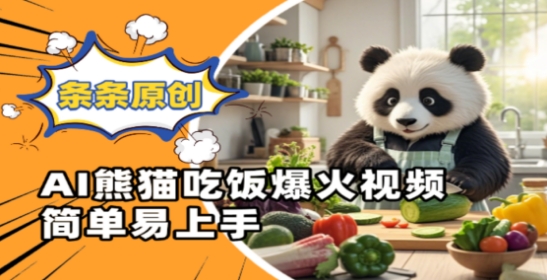 Ai熊猫吃饭爆火视频，条条原创，简单易上手-想要创业网