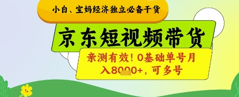 小白宝妈经济独立必备干货，京东短视频带货，亲测有效!0基础单号月入8k+，可多号【揭秘】-想要创业网