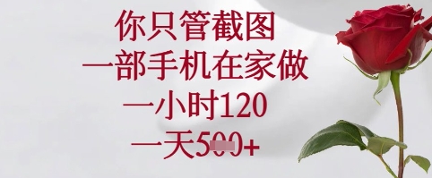 你只管截图，一部手机在家可以做，一小时120.一天5张+【揭秘】-想要创业网