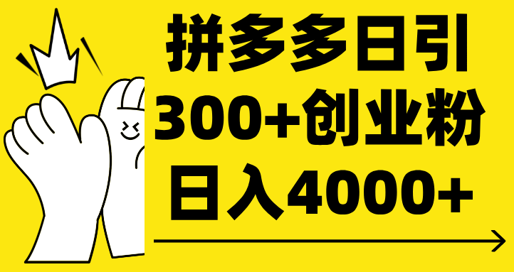 拼多多日引300+创业粉 日入4000+-想要创业网