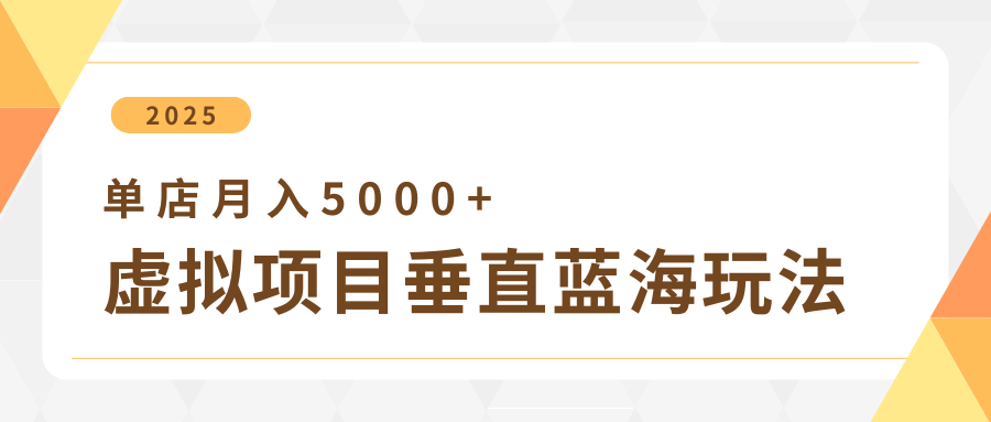 4月虚拟项目垂直玩法，冷门爆品+垂直蓝海，单店月入5000+-想要创业网