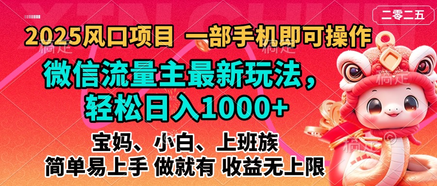 2025蓝海风口项目，微信流量主最新玩法，轻松日入1000+，简单易上手，做就有 收益无上限-想要创业网