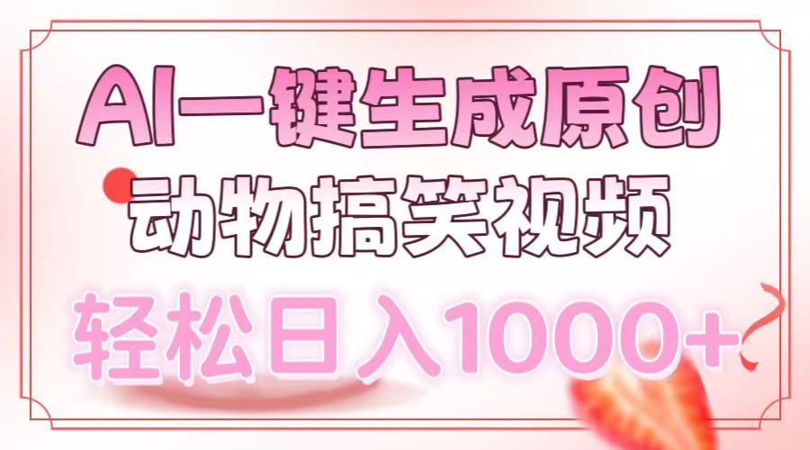 AI一键生成原创动物搞笑视频，轻松日入1000+-想要创业网