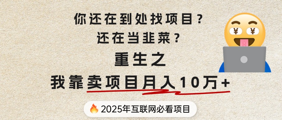 你还在到处找项目？还在当韭菜？重生之我靠卖项目月入 10 万+，曾经我也是个失败者。-想要创业网