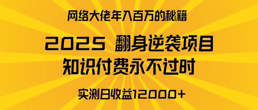 2025年翻身逆袭项目，知识付费永不过时-想要创业网