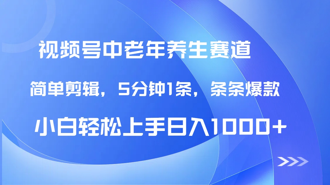 DeepSeek+既梦做视频号中老年养生赛道，条条爆款5分钟1条，轻松日入1000+-想要创业网