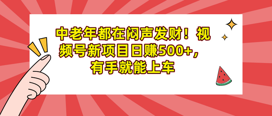 中老年都在闷声发财！视频号新项目日赚500+，有手就能上车-想要创业网