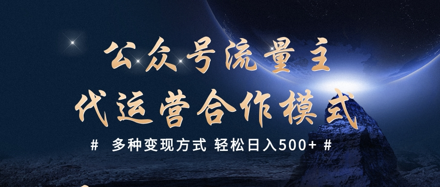 公众号流量主代运营  多种变现方式 轻松日入500+-想要创业网