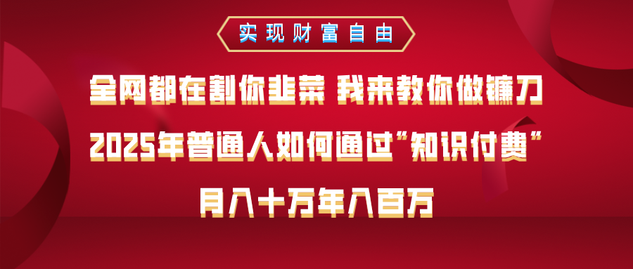 全网都在割你韭菜 我来教你做镰刀，2025年普通人如何通过知识付费，月入十万年入百万–实现财富自由-想要创业网
