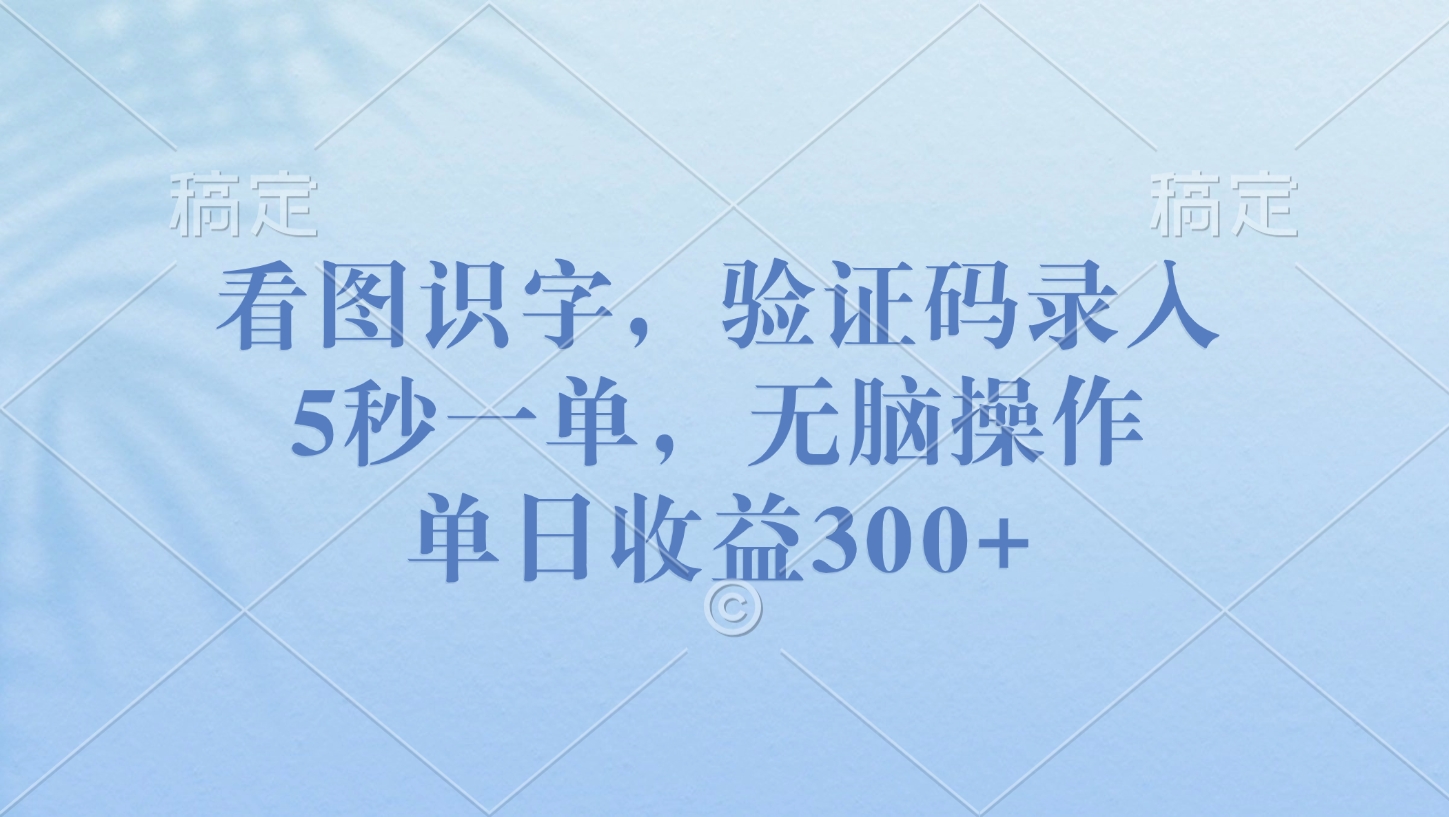 看图识字，验证码录入，5秒一单，无脑操作，单日收益300+-想要创业网