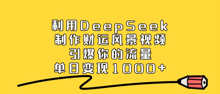 利用DeepSeek制作财运风景视频，引爆你的流量，单日变现1000+-想要创业网