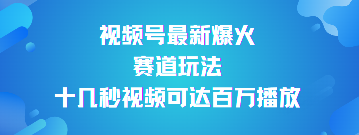 视频号最新爆火赛道玩法，流量巨大，视频制作简单，轻松月入数万-想要创业网