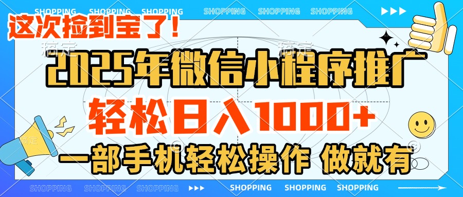 2025年微信小程序推广，轻松日入1000+，小白、宝妈一部手机轻松操作，做就有-想要创业网