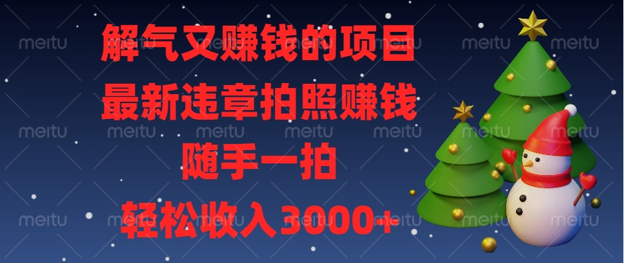 解气又赚钱的项目，最新违章拍照赚钱，随手一拍，轻松收入3000+-想要创业网