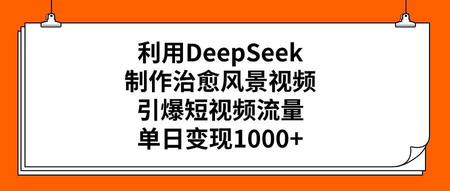 利用DeepSeek制作治愈风景视频，引爆短视频流量，单日变现1000+-想要创业网