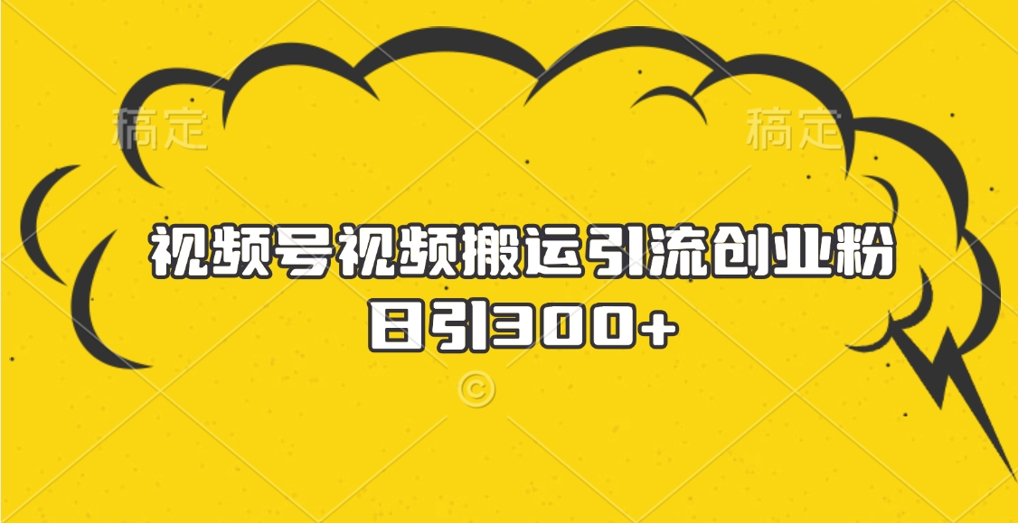 视频号视频搬运引流创业粉，日引300+-想要创业网