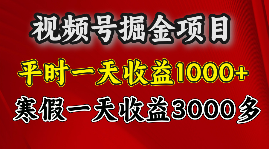 视频号掘金项目，寒假一天收益3000多-想要创业网