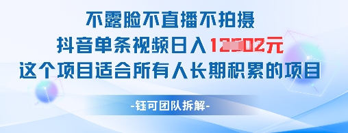 不露脸不直播不拍摄抖音单条视频日入1k+这个项目适合所有人长期积累的项目-想要创业网