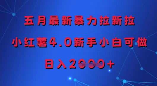 五月最新暴力拉新拉，小红薯4.0新手小白可做，日入多张-想要创业网