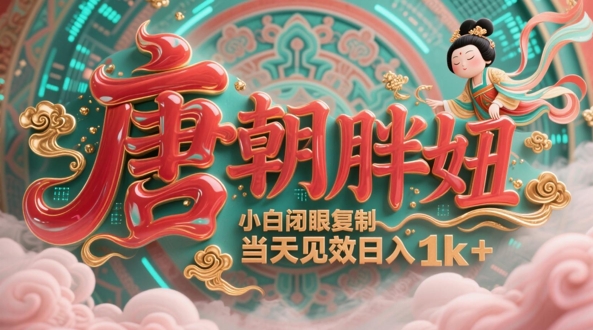 用AI克隆“唐朝胖妞”日更3条，平台疯狂推流，小白闭眼复制，当天见效，日入1k+-想要创业网