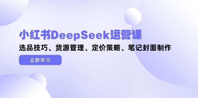 （14748期）小红书DeepSeek运营课，选品技巧、货源管理、定价策略、笔记封面制作-想要创业网