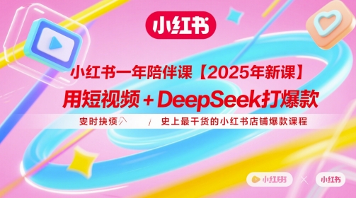 小红书一年陪伴课【2025年新课】，用短视频+deepSeek打爆款，史上最干货的小红书店铺爆款课程-想要创业网