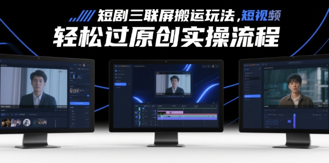 短剧三联屏搬运玩法，短剧搬运轻松过原创实操流程-想要创业网