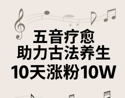 古法五音养生教程，五音疗愈的视频的制作方法，2-4小时就能学会，作者10天涨粉10W-想要创业网