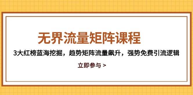 （14763期）无界流量矩阵课程，3大红榜蓝海挖掘，趋势矩阵流量飙升，强势免费引流逻辑-想要创业网