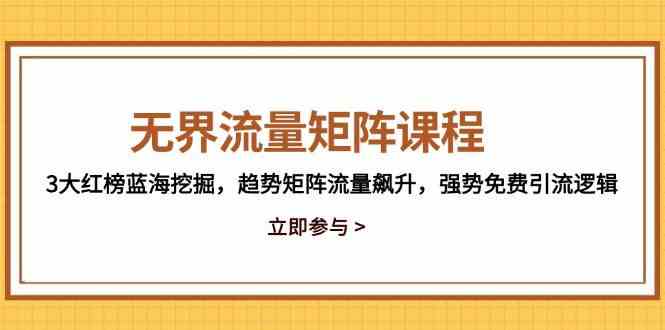 无界流量矩阵课程，3大红榜蓝海挖掘，趋势矩阵流量飙升，强势免费引流逻辑-想要创业网
