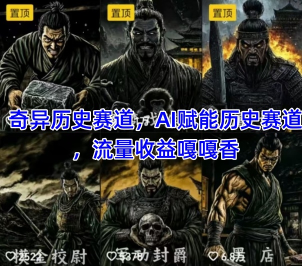 抖音奇异历史赛道，AI赋能历史赛道，流量收益嘎嘎香，狂撸伙伴计划-想要创业网