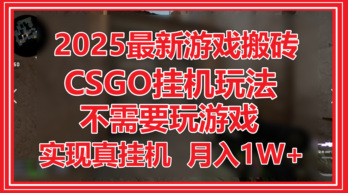 2025最新游戏搬砖，CSGO挂机，不需要玩游戏，实现真挂机，月入1W+-想要创业网