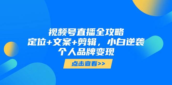 视频号直播全攻略，定位+文案+剪辑，小白逆袭个人品牌变现-想要创业网