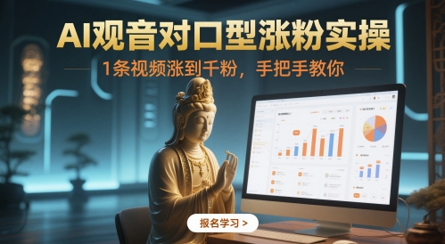 AI观音对口型涨粉实操，1条视频涨到千粉，手把手教你-想要创业网