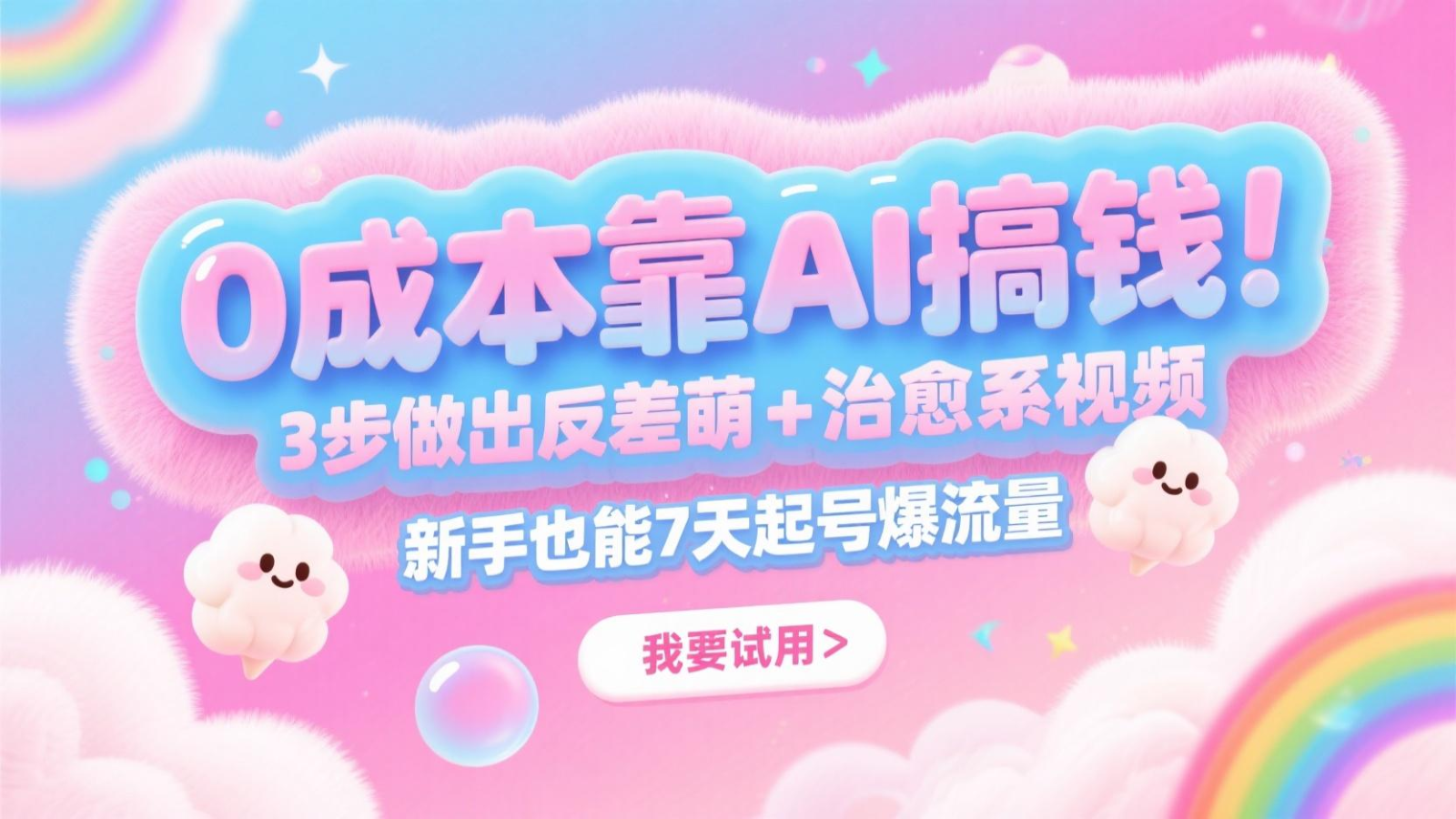 0成本靠AI搞钱！3步做出反差萌+治愈系视频，新手也能7天起号爆流量，月入5位数-想要创业网