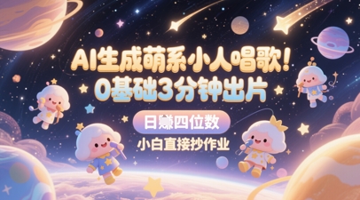 AI生成萌系小人唱歌，0基础3分钟出片，28个作品涨粉8.9W，单条最高19W赞，日入四位数，小白直接抄作业-想要创业网
